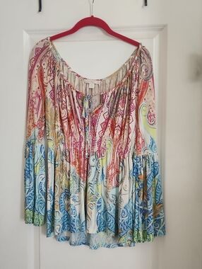 Boston Proper Multicolor Paisley Peasant Tunic